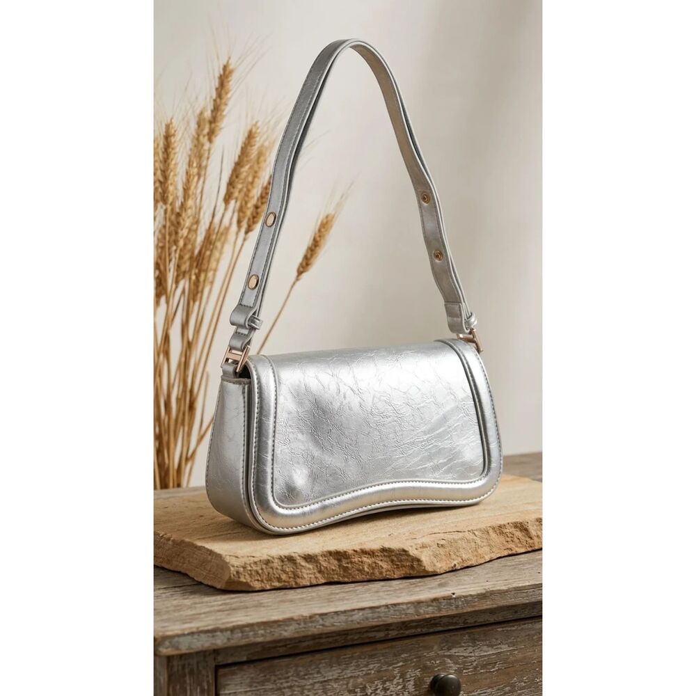 CLUCI Metallic silver Faux leather (PU) Bag | Sz os